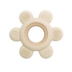 Jucarii, Copii si Bebe - Jucarii si jocuri - Jucarii bebelusi - Jucarii pentru dentitie - Jucarie in forma de floare GAVIO®, din silicon alimentar si lemn, dentitie bebelus, 95x87x18 mm, Ivory - Infinity.ro
