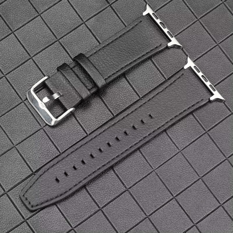 Laptop, Telefoane si Tablete - Wearables si gadgeturi - Wearables - Accesorii wearables - Curea piele naturala GAVIO LeatherWatch,compatibila Apple Watch 1,2,3,4,5,6,7,8,9,Ultra,SE, 42/44/45/49mm,eleganta,Negru - Infinity.ro