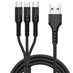Laptop, Telefoane si Tablete - Telefoane mobile si accesorii - Accesorii Telefoane - Cabluri si adaptoare telefoane - Cablu de date 3 in 1 cu incarcare rapida GAVIO®, USB la USB-C, Lightning, MicroUSB, 1.2m, 5A, universal, Negru - Infinity.ro