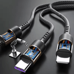 Laptop, Telefoane si Tablete - Telefoane mobile si accesorii - Accesorii Telefoane - Cabluri si adaptoare telefoane - Cablu de date 3 in 1 cu incarcare rapida GAVIO®, USB la USB-C, Lightning, MicroUSB, 1.2m, 5A, universal, Negru - Infinity.ro