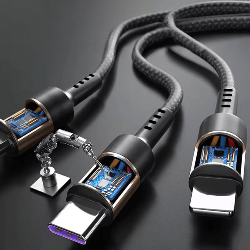 Laptop, Telefoane si Tablete - Telefoane mobile si accesorii - Accesorii Telefoane - Cabluri si adaptoare telefoane - Cablu de date 3 in 1 cu incarcare rapida GAVIO®, USB la USB-C, Lightning, MicroUSB, 1.2m, 5A, universal, Negru - Infinity.ro