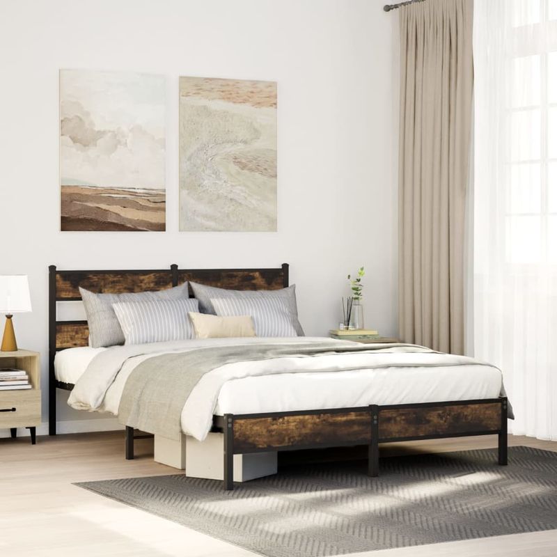 Casa si Gradina - Mobilier - Paturi si accesorii - Paturi - Cadru de pat fara saltea, cu tablie, stejar sonoma, 160x200 cm - Infinity.ro