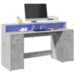 Casa si Gradina - Mobilier - Mese si birouri - Birouri - Birou cu lumini LED, gri beton, 160x55x91 cm, lemn prelucrat - Infinity.ro