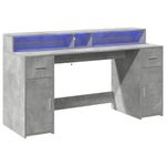 Casa si Gradina - Mobilier - Mese si birouri - Birouri - Birou cu lumini LED, gri beton, 160x55x91 cm, lemn prelucrat - Infinity.ro