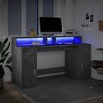 Casa si Gradina - Mobilier - Mese si birouri - Birouri - Birou cu lumini LED, gri beton, 160x55x91 cm, lemn prelucrat - Infinity.ro