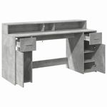 Casa si Gradina - Mobilier - Mese si birouri - Birouri - Birou cu lumini LED, gri beton, 160x55x91 cm, lemn prelucrat - Infinity.ro