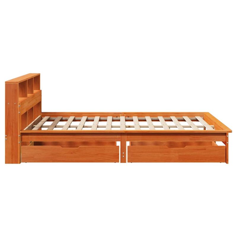 Casa si Gradina - Mobilier - Paturi si accesorii - Paturi - Pat cu biblioteca fara saltea maro 140x200 cm lemn masiv de pin - Infinity.ro