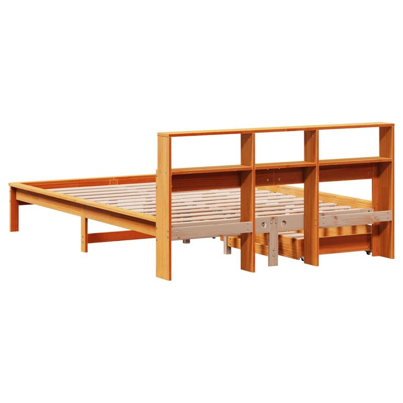Casa si Gradina - Mobilier - Paturi si accesorii - Paturi - Pat cu biblioteca fara saltea maro 140x200 cm lemn masiv de pin - Infinity.ro