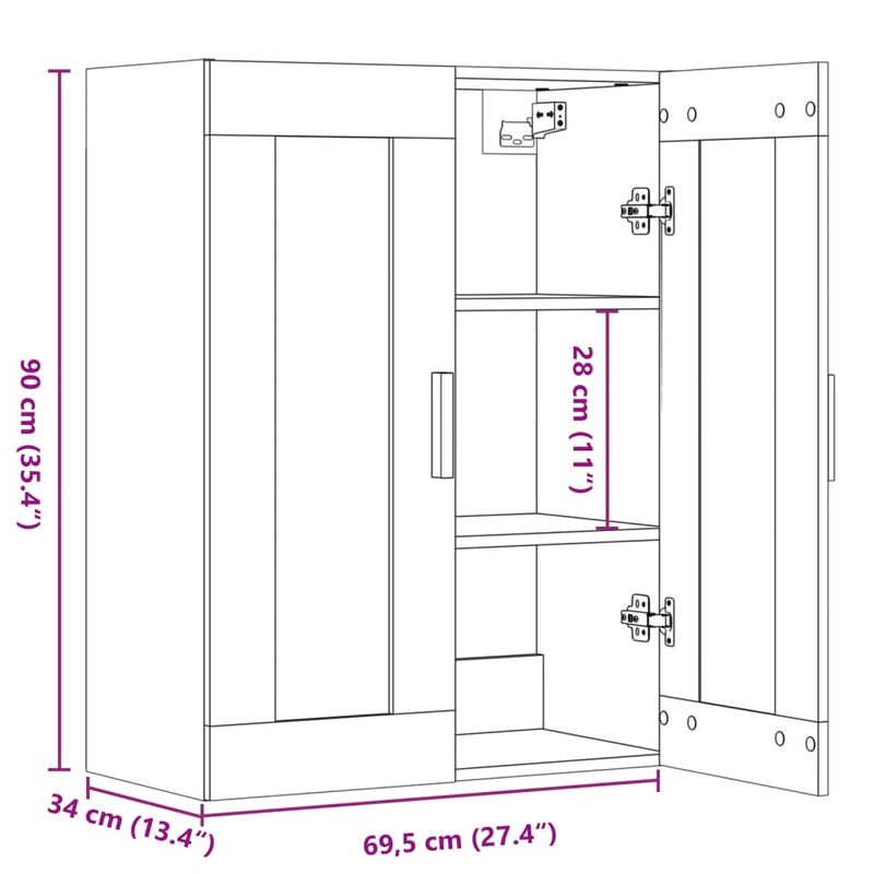 Casa si Gradina - Mobilier - Comode si corpuri - Comode - Dulap de perete suspendat, stejar artizanal, 69,5x34x90 cm - Infinity.ro