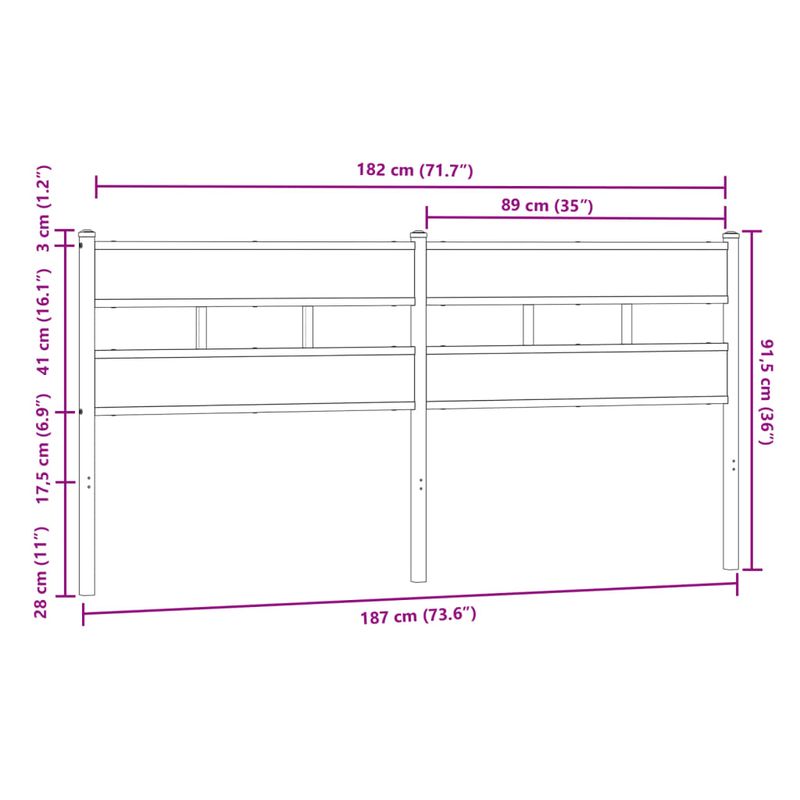 Casa si Gradina - Mobilier - Paturi si accesorii - Accesorii paturi - Tablie de pat, stejar maro, 180 cm, lemn prelucrat si otel - Infinity.ro