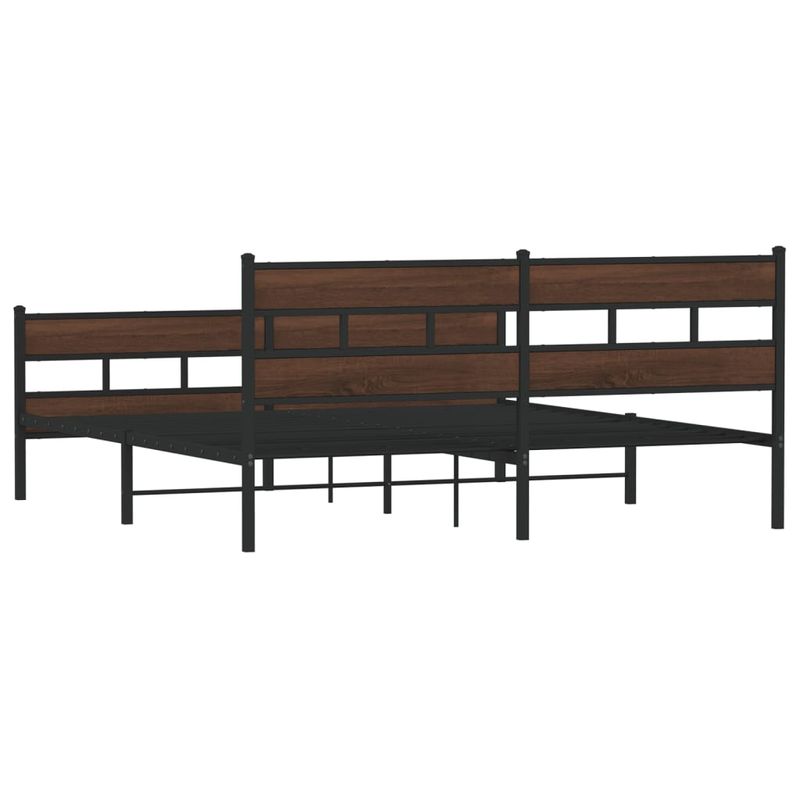 Casa si Gradina - Mobilier - Paturi si accesorii - Paturi - Cadru de pat metalic fara saltea, stejar maro, 200x200 cm - Infinity.ro