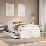 Casa si Gradina - Mobilier - Paturi si accesorii - Paturi - Cadru pat fara saltea/cu sertare alb 135x190 cm lemn masiv pin - Infinity.ro