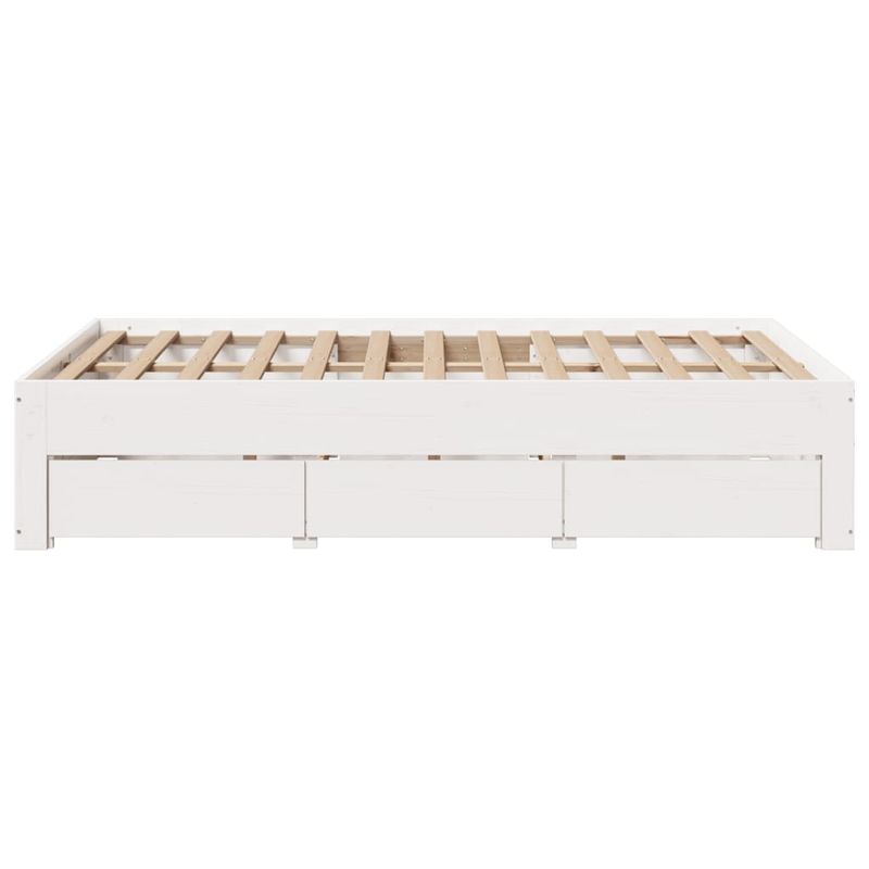 Casa si Gradina - Mobilier - Paturi si accesorii - Paturi - Cadru pat fara saltea/cu sertare alb 135x190 cm lemn masiv pin - Infinity.ro