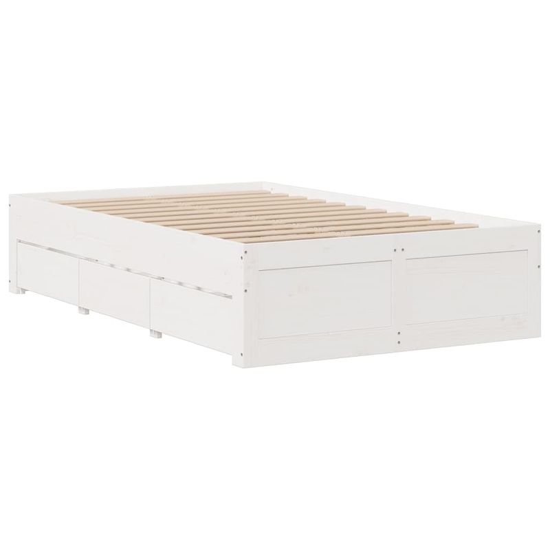 Casa si Gradina - Mobilier - Paturi si accesorii - Paturi - Cadru pat fara saltea/cu sertare alb 135x190 cm lemn masiv pin - Infinity.ro