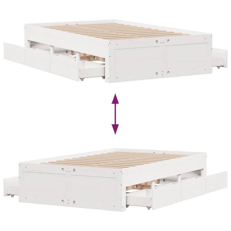 Casa si Gradina - Mobilier - Paturi si accesorii - Paturi - Cadru pat fara saltea/cu sertare alb 135x190 cm lemn masiv pin - Infinity.ro