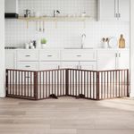 Petshop - Accesorii petshop - Culcusuri si custi - Custi interior si exterior - Poarta caini pliabila cu usa 4 panouri maro, 320 cm, lemn plop - Infinity.ro