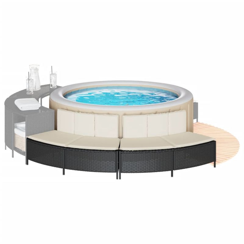 Casa si Gradina - Gradina si terasa - Piscine si accesorii - Accesorii piscine - Banci pentru spa cu perne, 2 buc., negru, poliratan - Infinity.ro