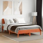 Casa si Gradina - Mobilier - Paturi si accesorii - Paturi - Cadru pat fara saltea, maro ceruit, 135x190 cm, lemn masiv pin - Infinity.ro