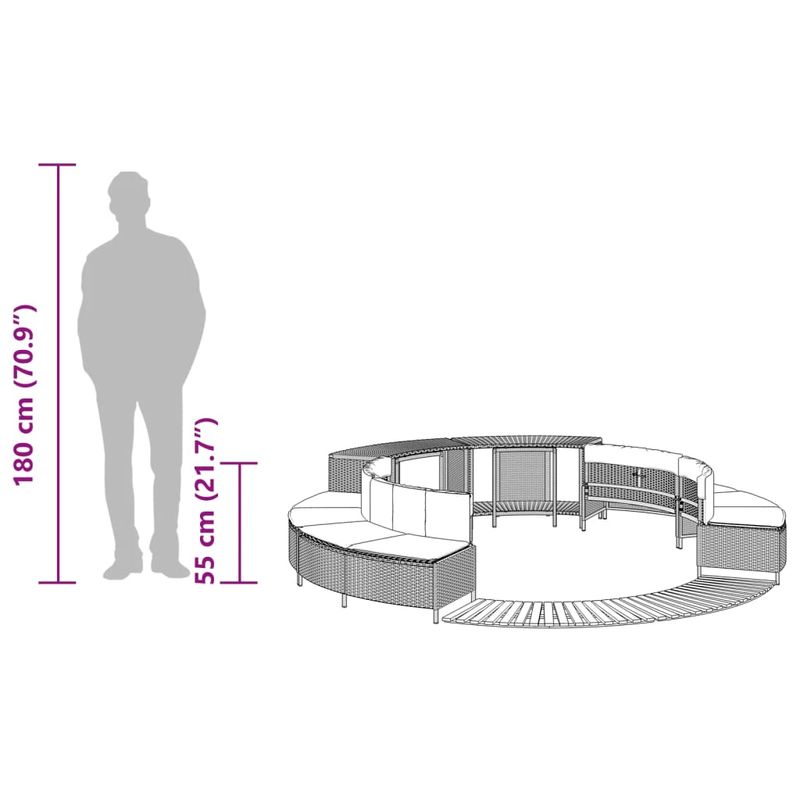 Casa si Gradina - Gradina si terasa - Piscine si accesorii - Accesorii piscine - Imprejmuire cada cu hidromasaj, negru, poliratan / lemn acacia - Infinity.ro