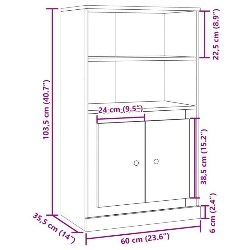 Casa si Gradina - Mobilier - Comode si corpuri - Corpuri bucatarie - Dulap inalt, stejar artizanal, 60x35,5x103,5 cm, lemn prelucrat - Infinity.ro