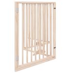 Petshop - Accesorii petshop - Culcusuri si custi - Custi interior si exterior - Poarta de caini pliabila cu usa, 4 panouri, 320 cm, lemn plop - Infinity.ro