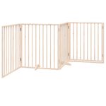 Petshop - Accesorii petshop - Culcusuri si custi - Custi interior si exterior - Poarta de caini pliabila cu usa, 4 panouri, 320 cm, lemn plop - Infinity.ro