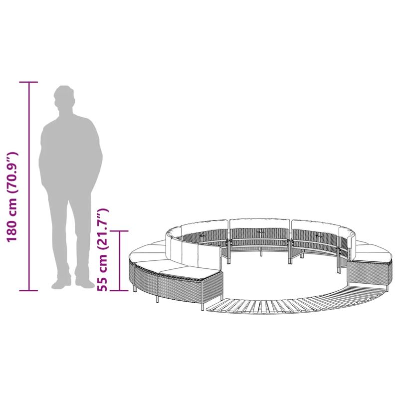 Casa si Gradina - Gradina si terasa - Piscine si accesorii - Accesorii piscine - Imprejmuire cada cu hidromasaj, negru, poliratan / lemn acacia - Infinity.ro