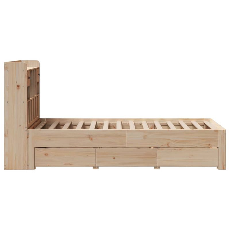 Casa si Gradina - Mobilier - Paturi si accesorii - Paturi - Pat cu biblioteca fara saltea, 75x190 cm, lemn masiv de pin - Infinity.ro