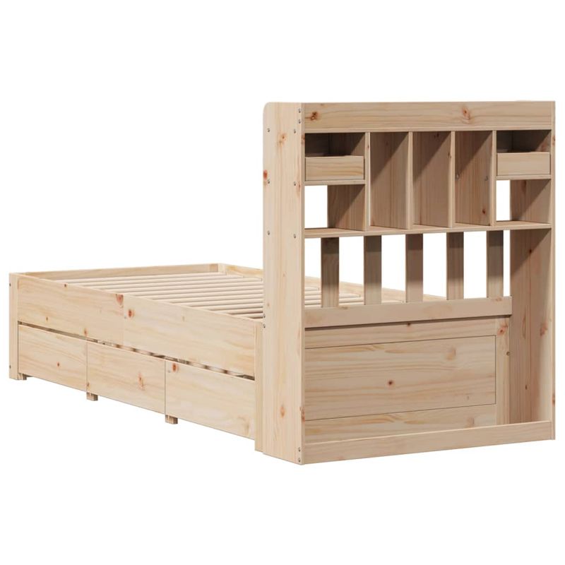 Casa si Gradina - Mobilier - Paturi si accesorii - Paturi - Pat cu biblioteca fara saltea, 75x190 cm, lemn masiv de pin - Infinity.ro