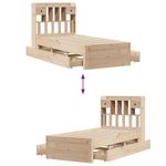 Casa si Gradina - Mobilier - Paturi si accesorii - Paturi - Pat cu biblioteca fara saltea, 75x190 cm, lemn masiv de pin - Infinity.ro
