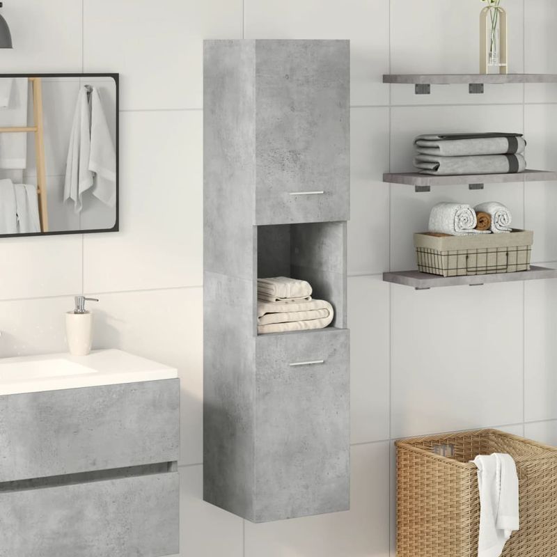 Casa si Gradina - Mobilier - Mobilier baie - Comode baie - Dulap suspendat de baie, gri beton, 30x30x130 cm lemn prelucrat - Infinity.ro