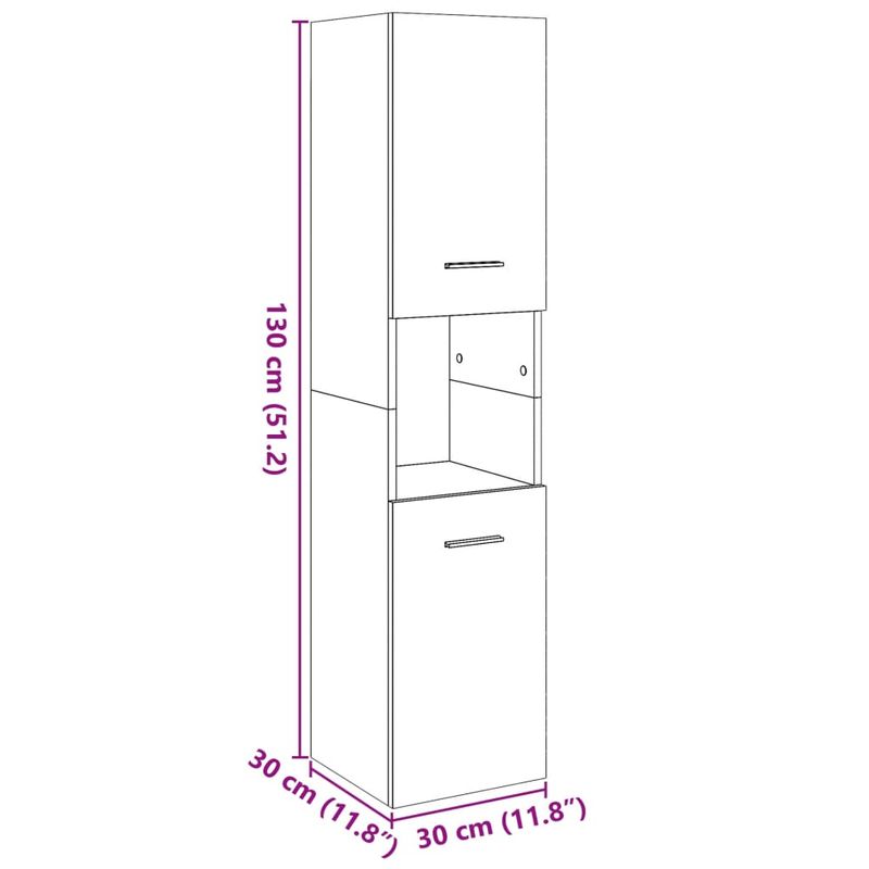 Casa si Gradina - Mobilier - Mobilier baie - Comode baie - Dulap suspendat de baie, gri beton, 30x30x130 cm lemn prelucrat - Infinity.ro