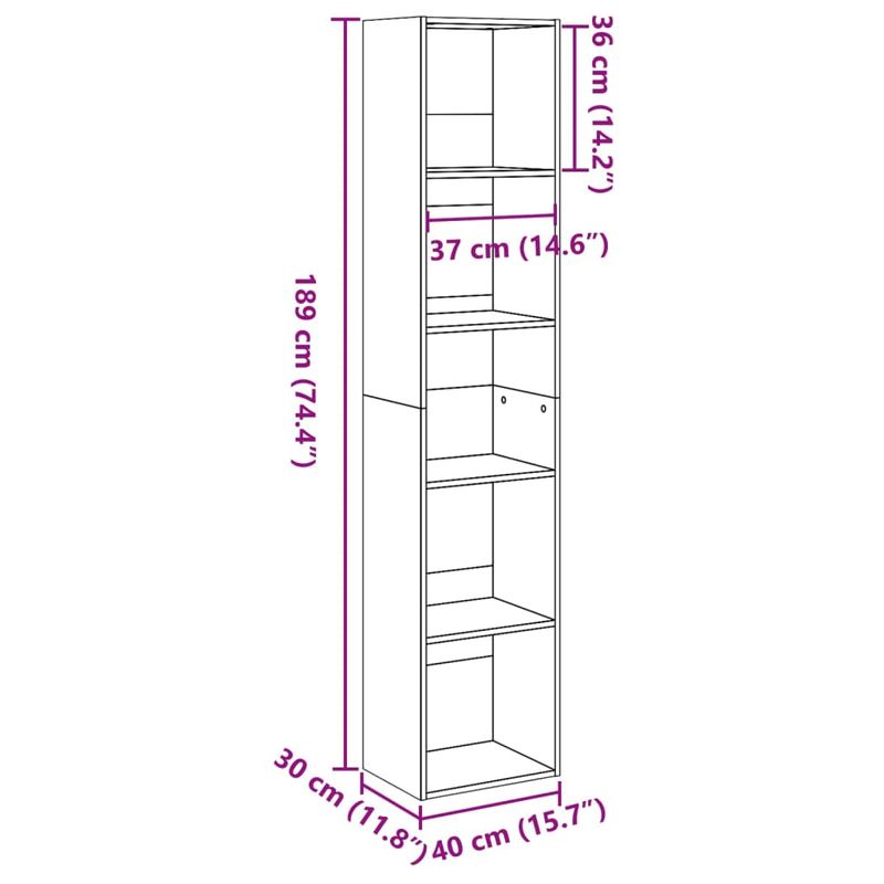 Casa si Gradina - Mobilier - Biblioteci si rafturi - Biblioteci - Biblioteca, negru, 40x30x189 cm, lemn prelucrat - Infinity.ro