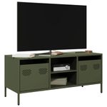 Casa si Gradina - Mobilier - Comode si corpuri - Comode - Dulap TV, verde masliniu, 101,5x39x43,5cm, otel laminat la rece - Infinity.ro