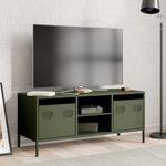 Casa si Gradina - Mobilier - Comode si corpuri - Comode - Dulap TV, verde masliniu, 101,5x39x43,5cm, otel laminat la rece - Infinity.ro