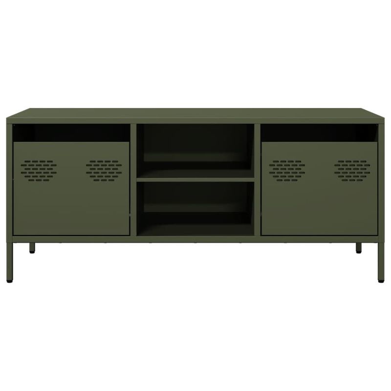 Casa si Gradina - Mobilier - Comode si corpuri - Comode - Dulap TV, verde masliniu, 101,5x39x43,5cm, otel laminat la rece - Infinity.ro