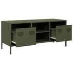 Casa si Gradina - Mobilier - Comode si corpuri - Comode - Dulap TV, verde masliniu, 101,5x39x43,5cm, otel laminat la rece - Infinity.ro