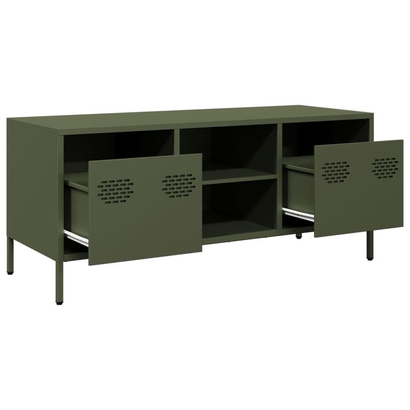 Casa si Gradina - Mobilier - Comode si corpuri - Comode - Dulap TV, verde masliniu, 101,5x39x43,5cm, otel laminat la rece - Infinity.ro