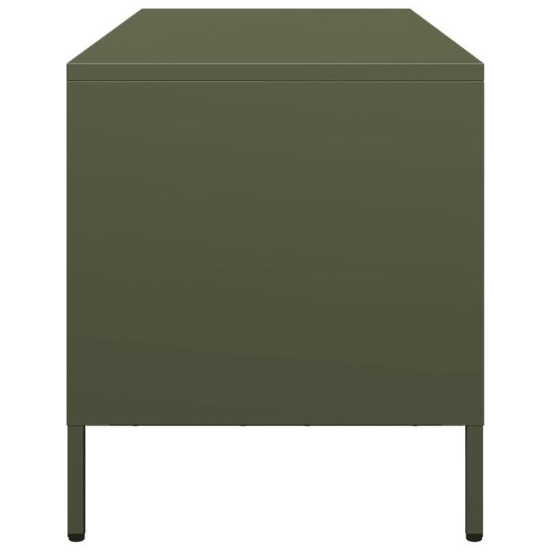 Casa si Gradina - Mobilier - Comode si corpuri - Comode - Dulap TV, verde masliniu, 101,5x39x43,5cm, otel laminat la rece - Infinity.ro