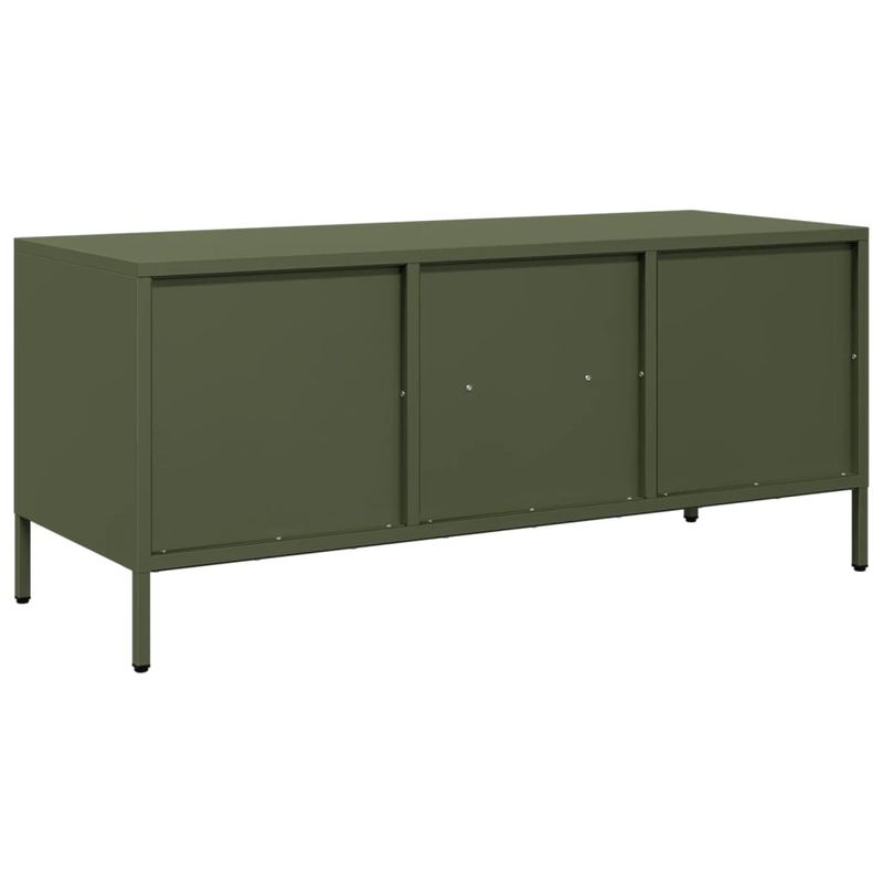 Casa si Gradina - Mobilier - Comode si corpuri - Comode - Dulap TV, verde masliniu, 101,5x39x43,5cm, otel laminat la rece - Infinity.ro