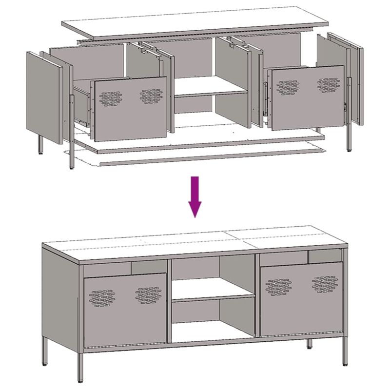 Casa si Gradina - Mobilier - Comode si corpuri - Comode - Dulap TV, verde masliniu, 101,5x39x43,5cm, otel laminat la rece - Infinity.ro