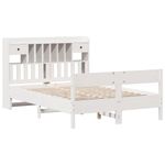 Casa si Gradina - Mobilier - Paturi si accesorii - Paturi - Pat cu biblioteca fara saltea, alb, 150x200 cm, lemn masiv pin - Infinity.ro