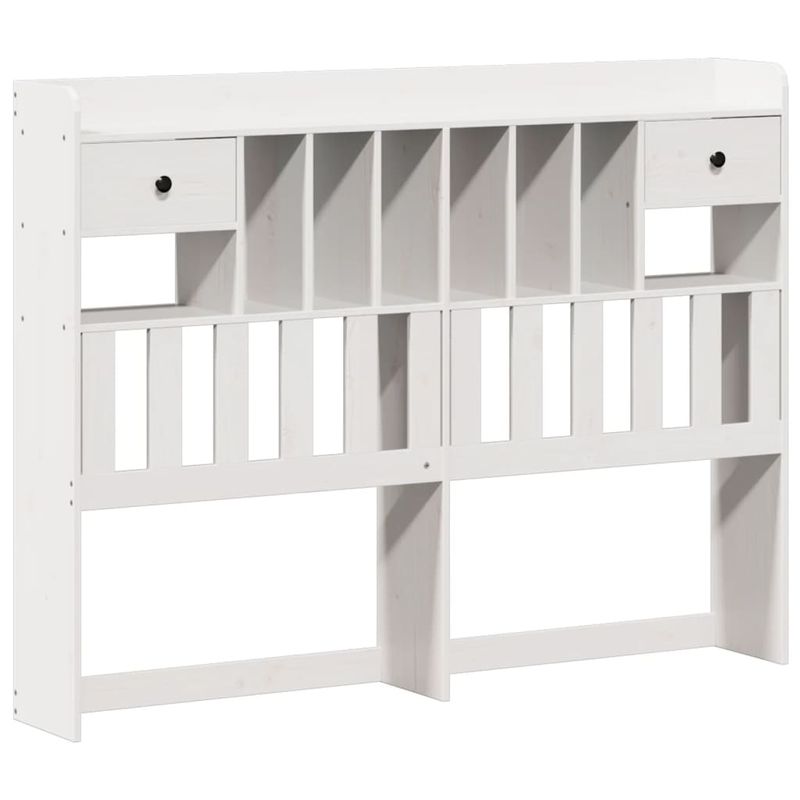 Casa si Gradina - Mobilier - Paturi si accesorii - Paturi - Pat cu biblioteca fara saltea, alb, 150x200 cm, lemn masiv pin - Infinity.ro