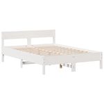 Casa si Gradina - Mobilier - Paturi si accesorii - Paturi - Pat cu biblioteca fara saltea, alb, 150x200 cm, lemn masiv pin - Infinity.ro