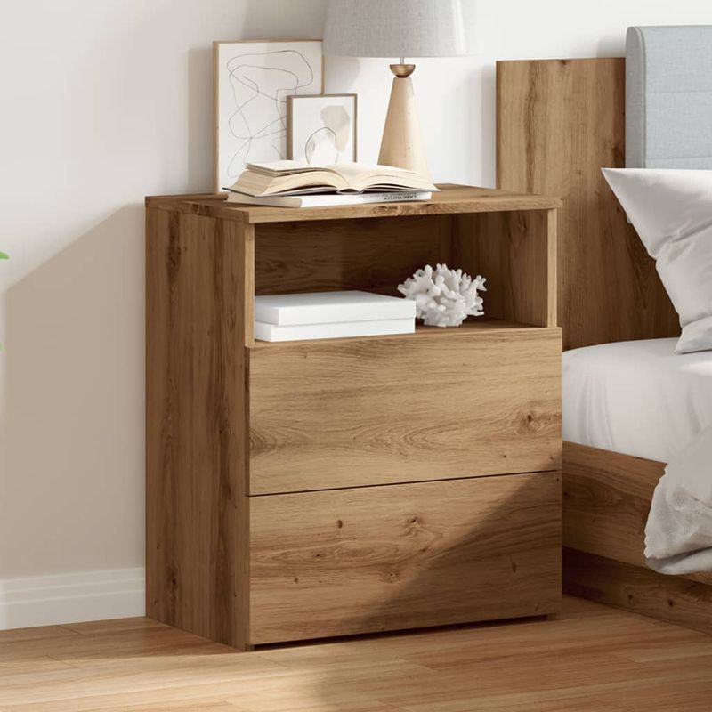 Casa si Gradina - Mobilier - Comode si corpuri - Noptiere - Noptiera, stejar artizanal, 50x32x60 cm, lemn prelucrat - Infinity.ro