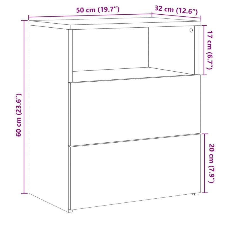 Casa si Gradina - Mobilier - Comode si corpuri - Noptiere - Noptiera, stejar artizanal, 50x32x60 cm, lemn prelucrat - Infinity.ro