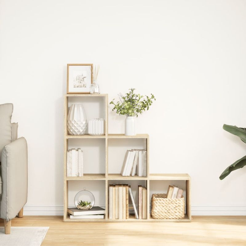 Casa si Gradina - Mobilier - Biblioteci si rafturi - Biblioteci - Biblioteca/separator 3 niveluri stejar sonoma 99x29x99 cm lemn - Infinity.ro