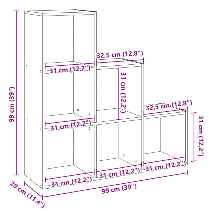 Casa si Gradina - Mobilier - Biblioteci si rafturi - Biblioteci - Biblioteca/separator 3 niveluri stejar sonoma 99x29x99 cm lemn - Infinity.ro