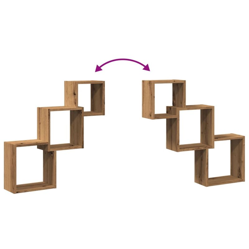 Casa si Gradina - Mobilier - Biblioteci si rafturi - Rafturi - Rafturi cub perete stejar artizanal 68x15x68 cm, lemn prelucrat - Infinity.ro