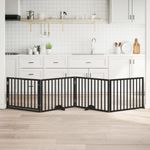 Petshop - Accesorii petshop - Culcusuri si custi - Tarcuri si colivii - Poarta caini pliabila cu usa 4 panouri negru, 320 cm, lemn plop - Infinity.ro